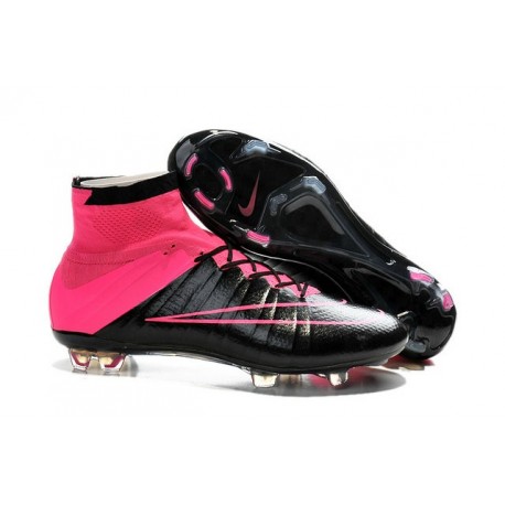 Scarpe da Calcio Nuovi Ronaldo Nike Mercurial Superfly FG Pelle Nero Rosa