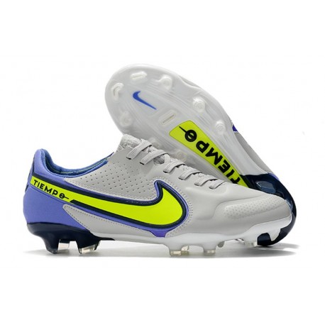 Scarpa da Calcio Nike Tiempo Legend 9 Elite FG Grigio Nebbia Volt Zaffiro