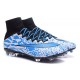 Nike Mercurial Superfly FG Nuove Scarpe Calcetto Bianco Blu Nero