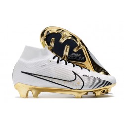 Scarpe Calcio Zoom Mercurial Superfly 9 Elite FG Blanco Oro Nero