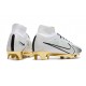 Scarpe Calcio Zoom Mercurial Superfly 9 Elite FG Blanco Oro Nero