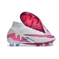 Nuovo Nike Zoom Mercurial Superfly 9 Elite FG Bianco Rosa Blu