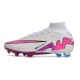 Nuovo Nike Zoom Mercurial Superfly 9 Elite FG Bianco Rosa Blu