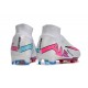 Nuovo Nike Zoom Mercurial Superfly 9 Elite FG Bianco Rosa Blu