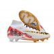 Nuovo Nike Zoom Mercurial Superfly 9 Elite FG MR Bianco Rosso Oro