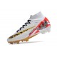 Nuovo Nike Zoom Mercurial Superfly 9 Elite FG MR Bianco Rosso Oro