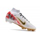 Nuovo Nike Zoom Mercurial Superfly 9 Elite FG MR Bianco Rosso Oro