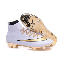 Nike Nuovo 2016 Scarpe Calcetto Mercurial Superfly FG ACC Bianco Oro