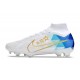 Nuovo Nike Zoom Mercurial Superfly 9 Elite FG Bianco Blu Oro