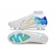 Nuovo Nike Zoom Mercurial Superfly 9 Elite FG Bianco Blu Oro