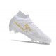 Nuovo Nike Zoom Mercurial Superfly 9 Elite FG Bianco Blu Oro