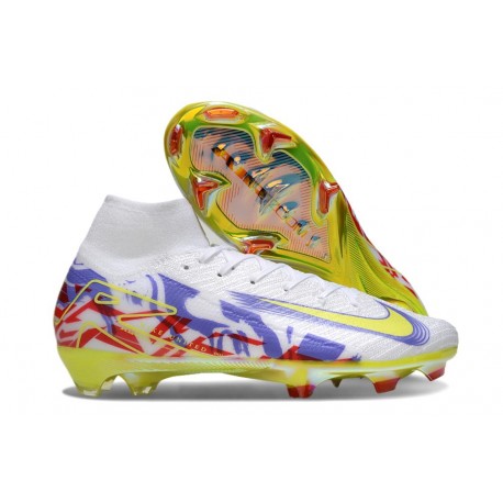 Nike Zoom Mercurial Superfly X Elite FG Bianco Giallo Viola