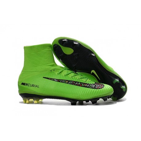 Nike Mercurial Superfly V FG ACC Nuove Scarpa da Calcetto Verde Nero