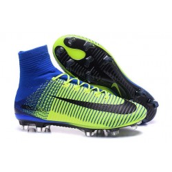 Nike Mercurial Superfly V FG ACC Nuove Scarpa da Calcetto Verde Blu Nero