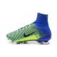 Nike Mercurial Superfly V FG ACC Nuove Scarpa da Calcetto Verde Blu Nero