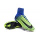 Nike Mercurial Superfly V FG ACC Nuove Scarpa da Calcetto Verde Blu Nero