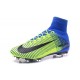 Nike Mercurial Superfly V FG ACC Nuove Scarpa da Calcetto Verde Blu Nero