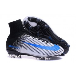 Nike Mercurial Superfly V FG ACC Nuove Scarpa da Calcetto Bianco Blu Nero