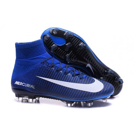 Nike Mercurial Superfly V FG ACC Nuove Scarpa da Calcetto Blu Bianco