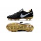 Nike Scarpette da Calcio 2016 Tiempo Legend 6 Tech Craft FG Nero Bianco Oro