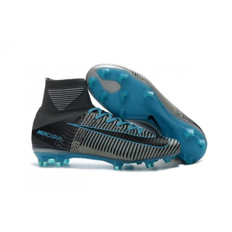 Nike Mercurial Superfly V FG Nuovo Scarpa da Calcio Uomo Grigio Nero Blu