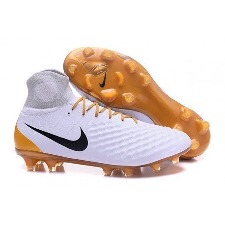 Nuovo Nike Scarpa da Calcio Magista Obra 2 FG Bianco Oro Nero