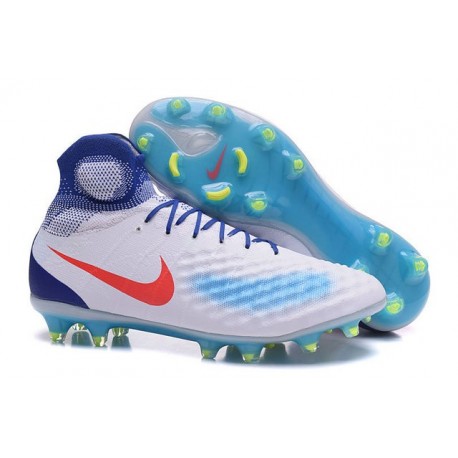 Nike Magista Obra II FG ACC Scarpe da Calcio Uomo Bianco Blu Rosso