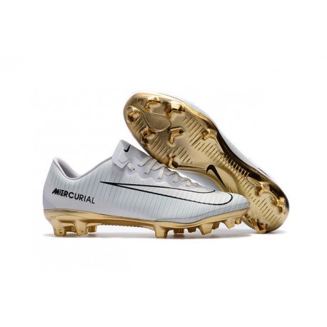 Nike Mercurial Vapor Vitórias XI FG Scarpe Calcio Uomo Bianco Oro