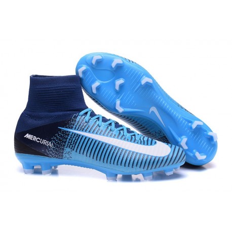 Scarpa da Calcio Nuovo Nike Mercurial Superfly V FG Blu Bianco