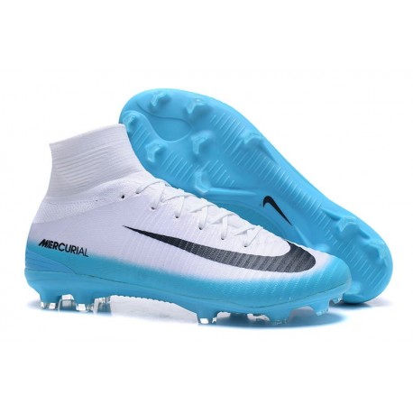 Nike Nuovo Scarpa Calcio Mercurial Superfly 5 FG Uomo Bianco Blu