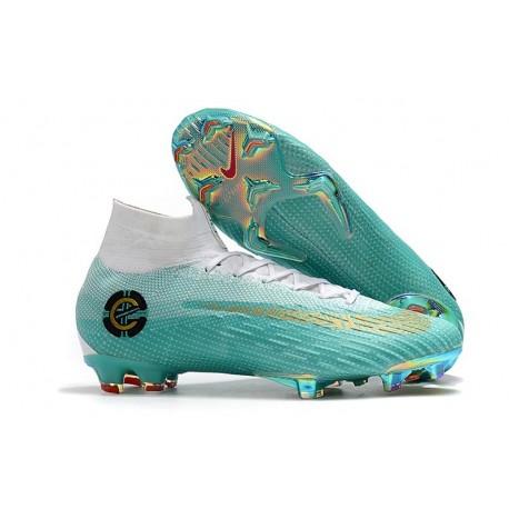 Nike Mercurial Superfly 6 Elite DF CR7 FG Nuovo Scarpe - Bianco Blu Oro