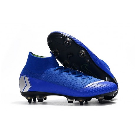 Nike Mercurial Superfly VI Elite Anti-Clog SG-Pro Blu Argento