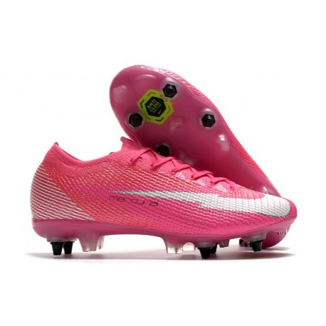 Nike Mercurial Vapor 13 Elite SG Anti Clog x Mbappé Rosa Blast Bianco