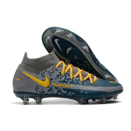 Nike Phantom GT Elite Dynamic Fit FG Nuovo Scarpe Grigio Marina Giallo