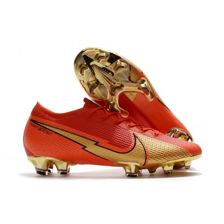 Scarpa Calcio Nike Mercurial Vapor 13 Elite FG Ronaldo CR100 Rosso Oro