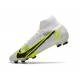 Nike Mercurial Superfly VIII Elite FG Bianco Nero Metallic Argento Volt