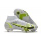 Nike Mercurial Superfly 8 Elite SG-Pro AC Bianco Nero Metallic Argento Volt