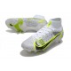 Nike Mercurial Superfly 8 Elite SG-Pro AC Bianco Nero Metallic Argento Volt