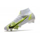 Nike Mercurial Superfly 8 Elite SG-Pro AC Bianco Nero Metallic Argento Volt